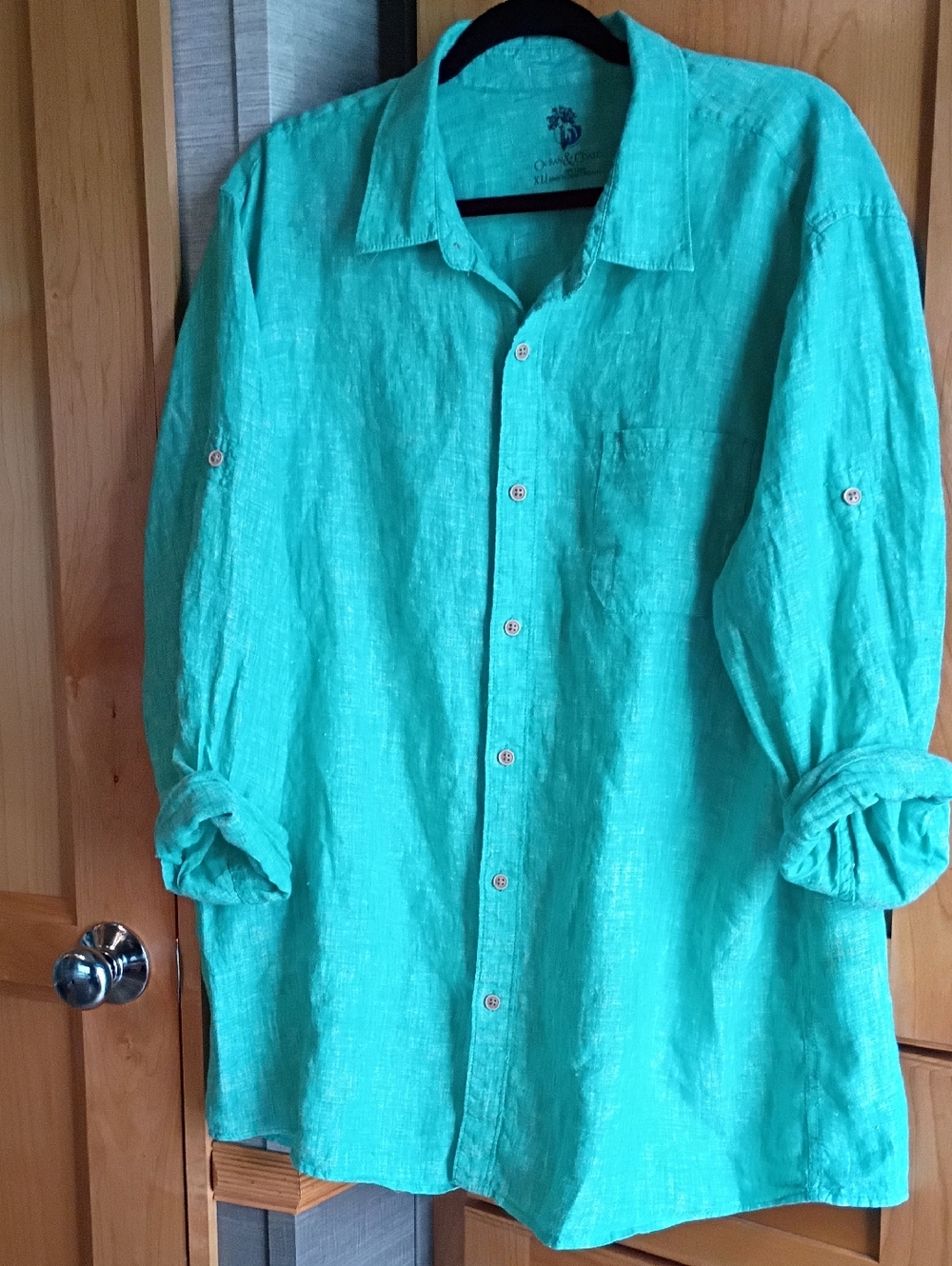 Men's Casual Button-Down Shirt - Teal Green